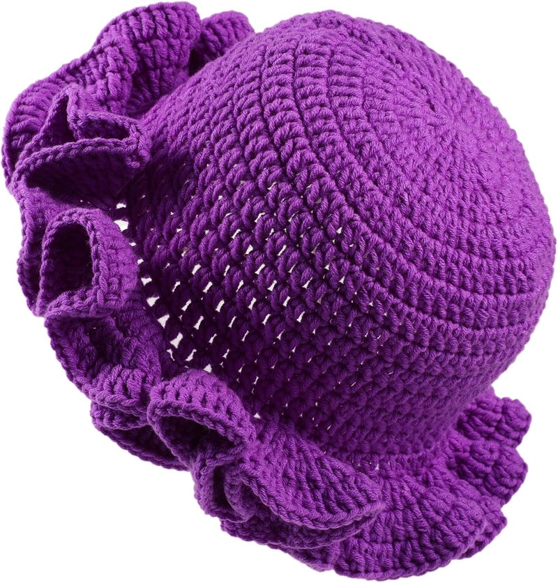 Ahouws Crochet Bucket Hat Women Trendy Knit Floppy Cap Cute Boho Handmade Beanies Outdoor Boho Travel Fishing Hat - Image 1